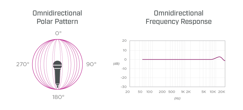 Omnidirectional polar pattern chart and graph