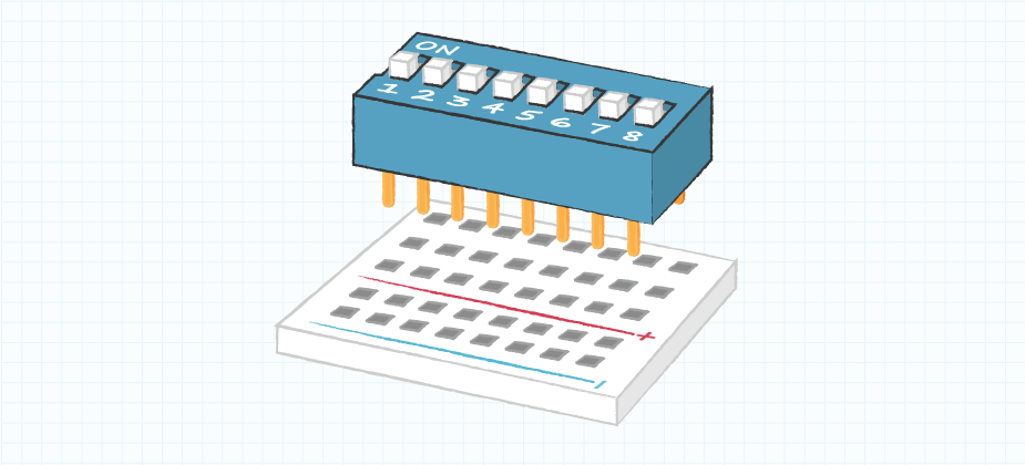 Example of a through-hole mounted DIP switch