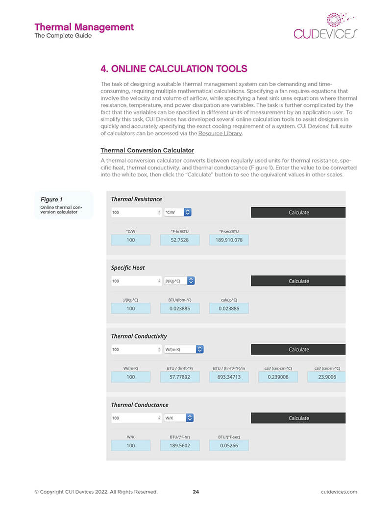 Thermal Management eBook Calculators