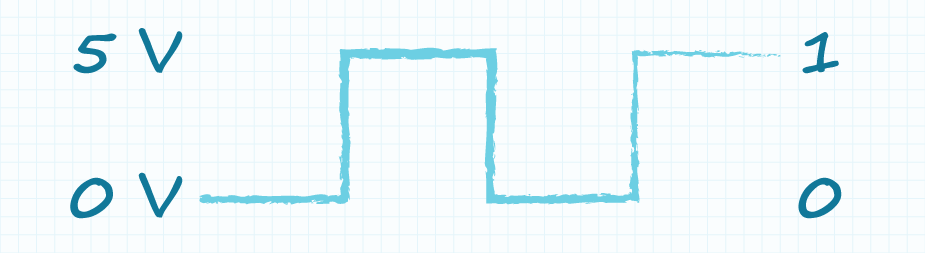 Drawing of a typical 5 V digital square wave