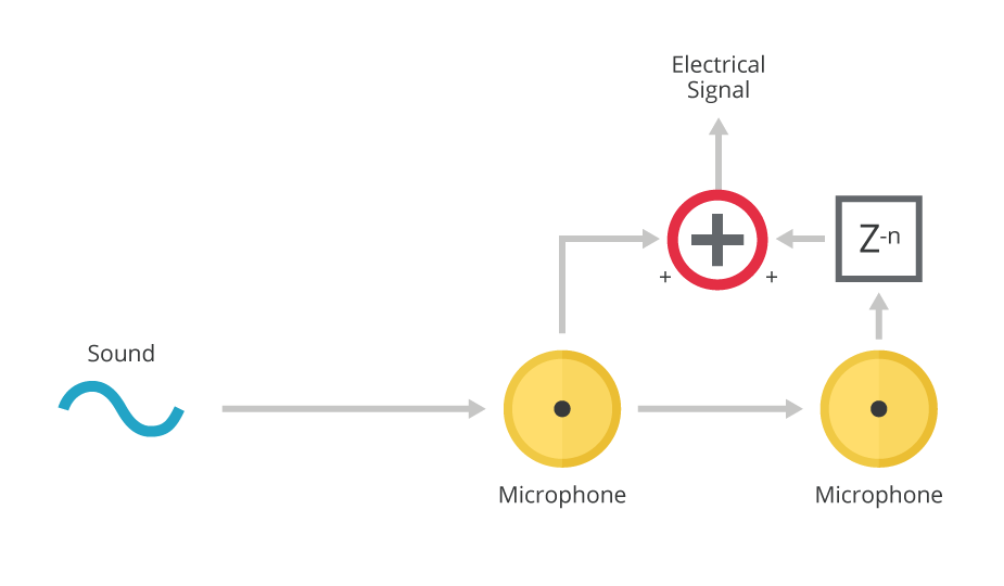 Diagram of a typical endfire microphone array configuration